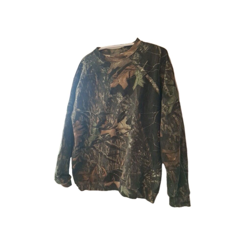 Vtg Jerzees Outdoors Sweatshirt Mens Large Realtree Camo Crewneck Pullover RARE